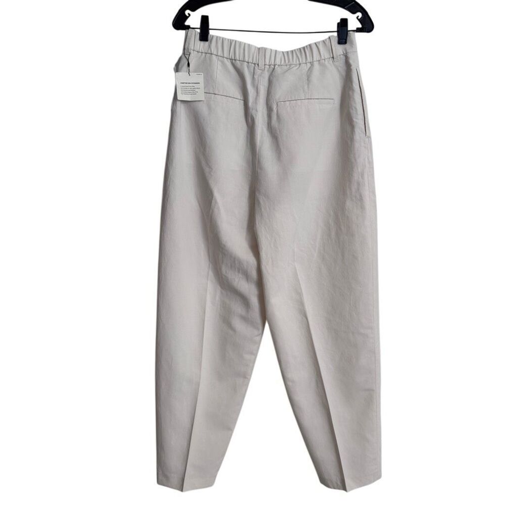SOLD! Uniqlo Linen Blend Barrel Leg Pants M Off White - Picture 4 of 10